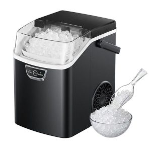 EUHOMY 9.5 in. 35 lb. Nugget Ice Portable Countertop Maker Black