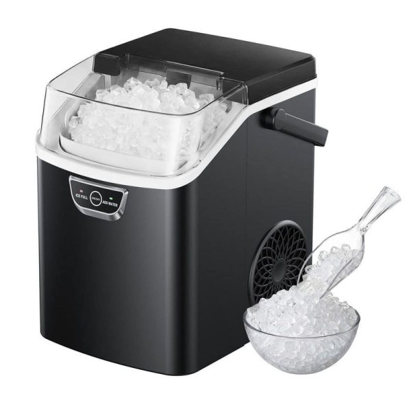 EUHOMY 9.5 in. 35 lb. Nugget Ice Portable Countertop Maker Black
