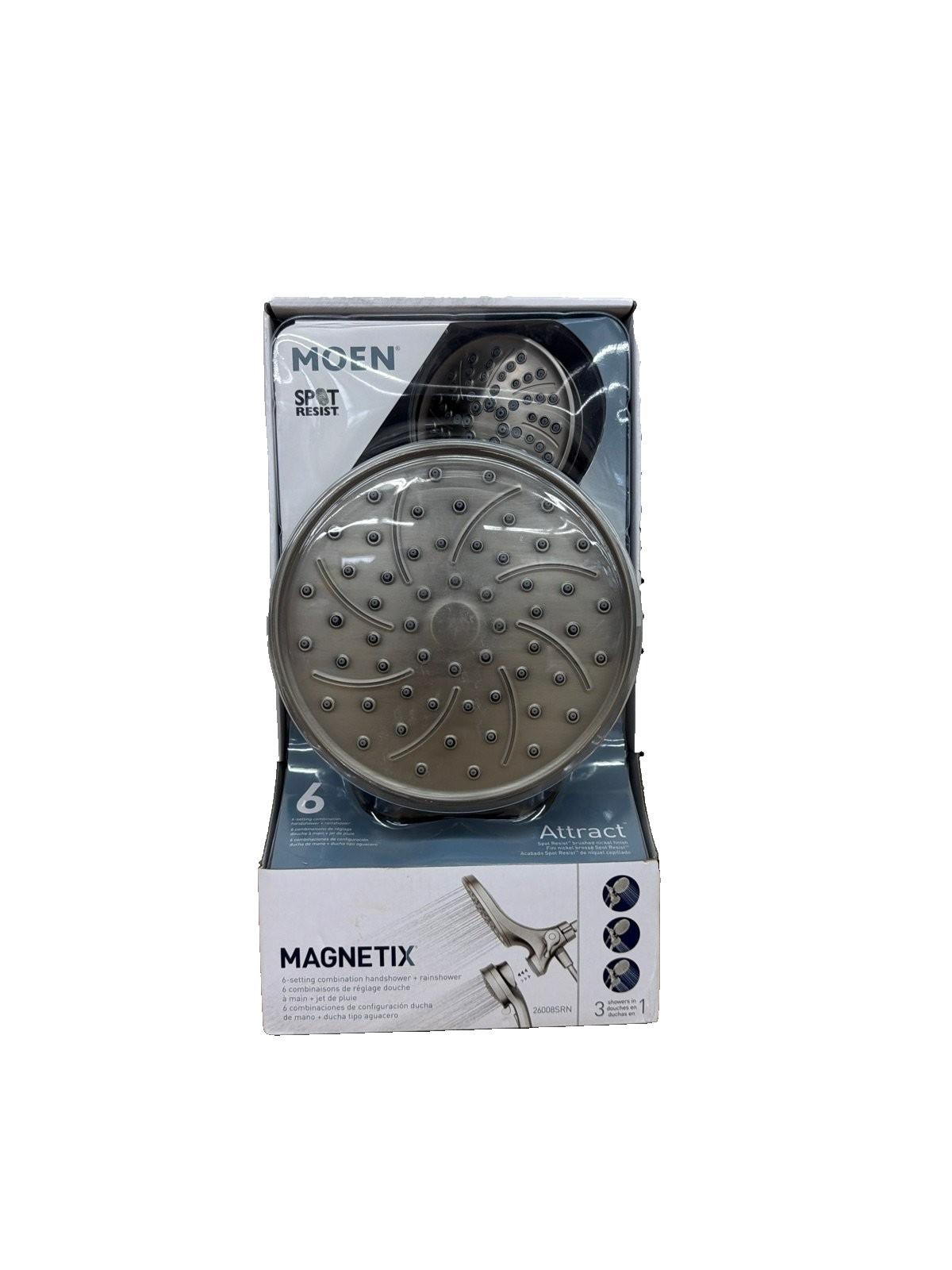 MOEN Attract Magnetix 6-Spray 1.75 GPM 6.75 in. Dual Shower Heads Brushed Nickel
