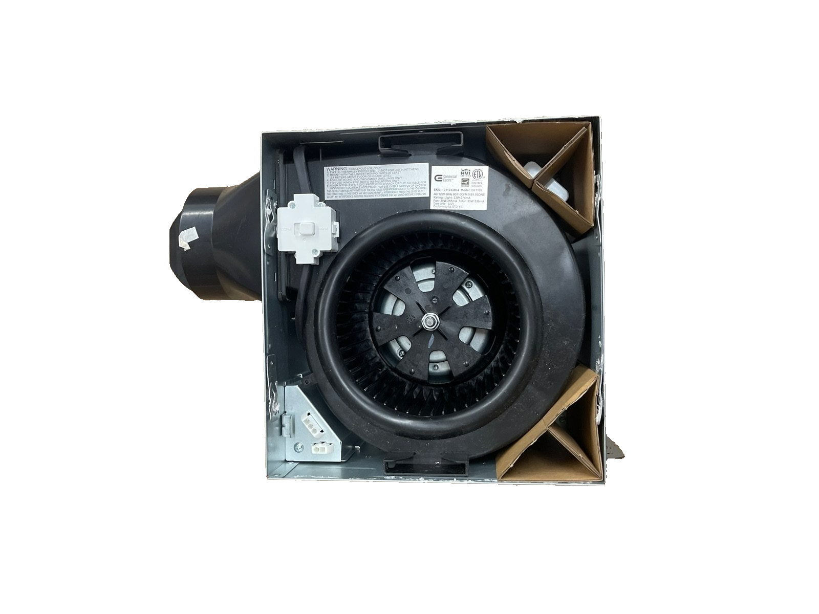 Commercial Electric 80/110 CFM Round Bathroom Exhaust Fan LED Night Light Sensor - Image 2